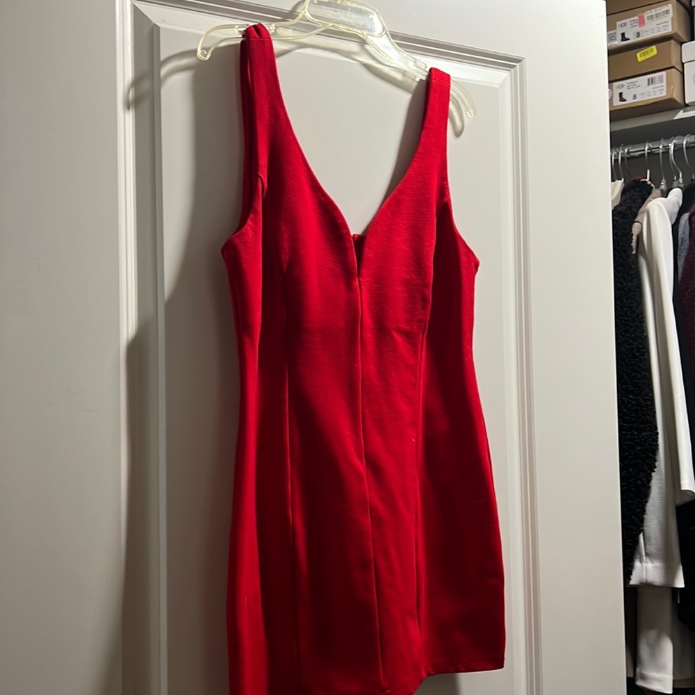 Sleeveless Red Mini Dress - Classic V-Neck Fit